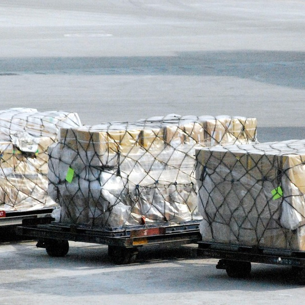 cargo pallets in warehouse